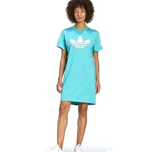 Adidas Originals Trefoil Logo T-Shirt Dress - Women's Size M - Teal Green - Stre
